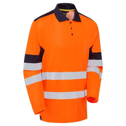 SYH-305D Supertousch System Hi-Vis Eco Orange CottonCool Long Sleeve Polo